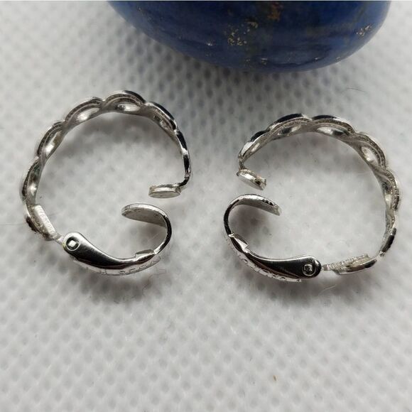 Vintage Louis Segal Silver Hoop Clip-On Earrings - Picture 6 of 7